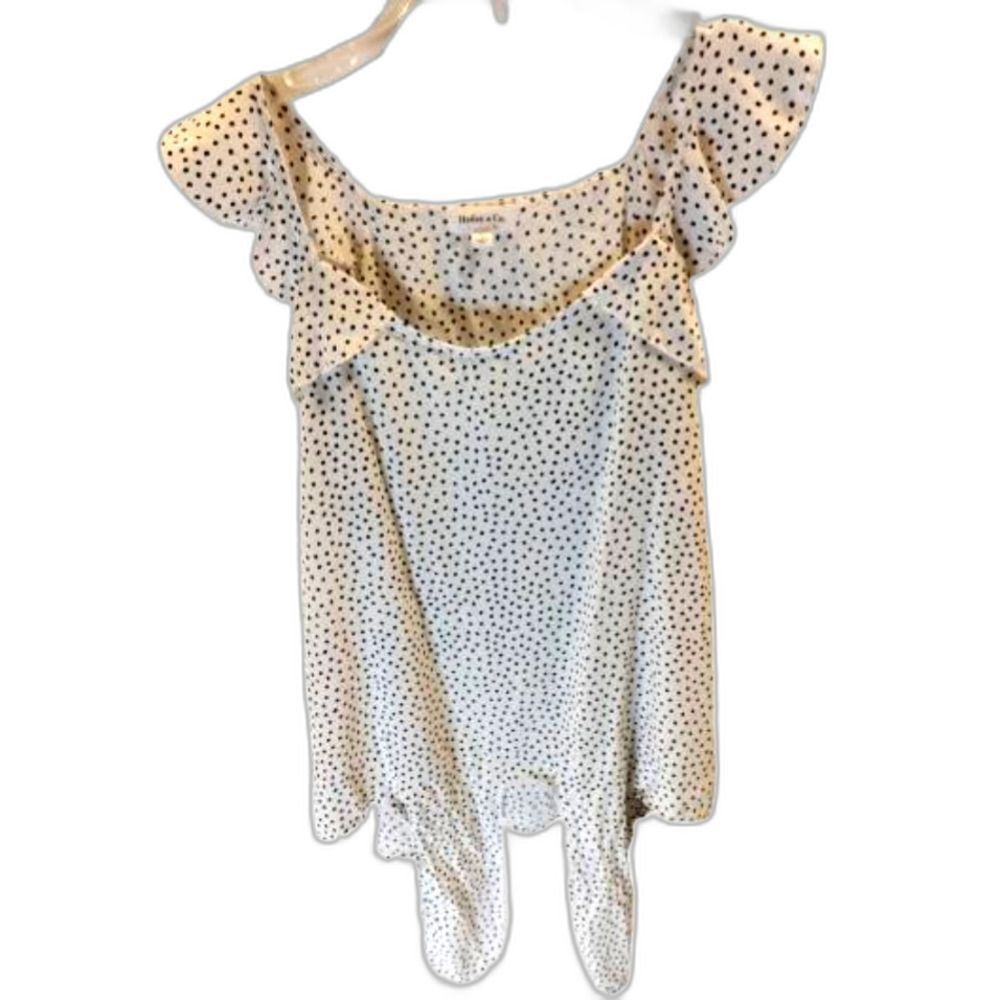 Hailey & Co Polkadot blouse Womens size small office preppy whimsy casual wear
